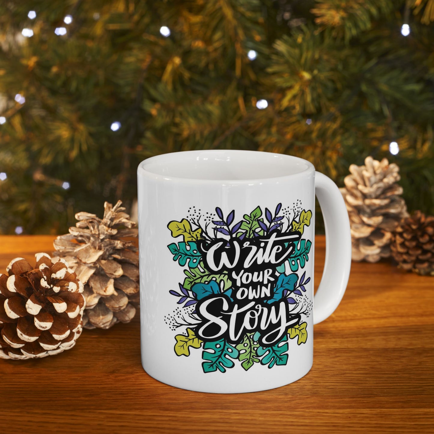 Motivation Mug - Write Your Own Story Leaves