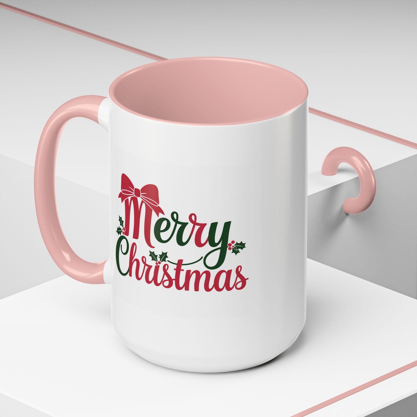 Christmas Mug - Merry Christmas Red & Green Text Bow