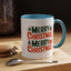 Christmas Mug - Green & Red Text Tree Presents