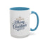 Christmas Mug - Merry Christmas Blue Text Gold Ornaments