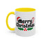 Christmas Mug - Merry Christmas Black Text Hat Candy Cane Mistletoe