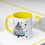 Christmas Mug - Merry Christmas Maroon & Blue Text Tree Hearts Stars