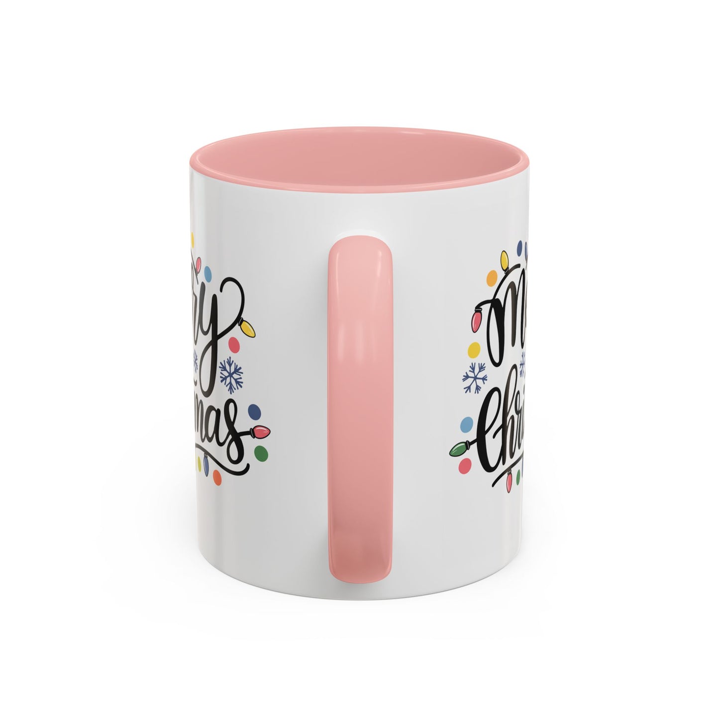 Christmas Mug - Merry Christmas Black Text Colored Lights