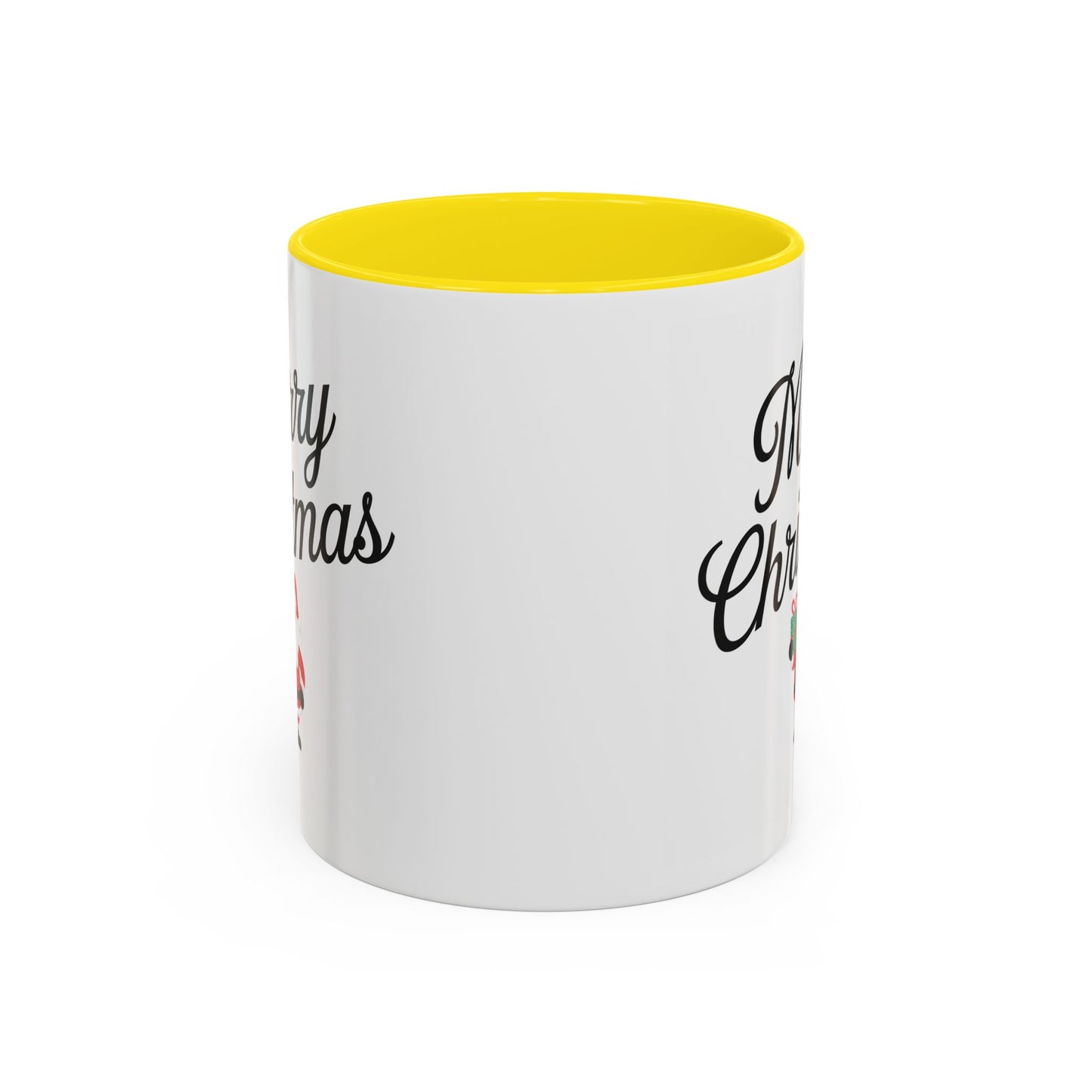Christmas Mug - Merry Christmas Black Text Santa Present