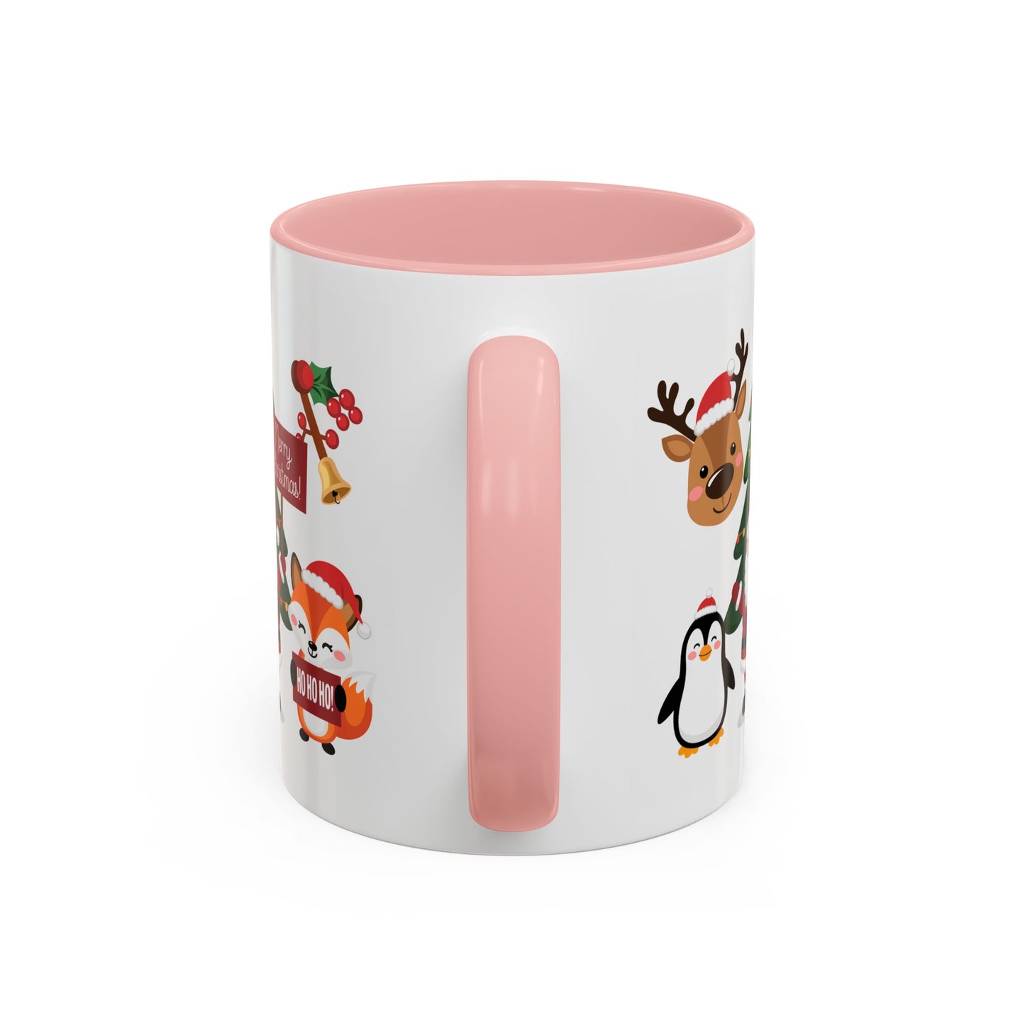 Christmas - Merry Christmas White Text Santa Reindeer Penguin Fox