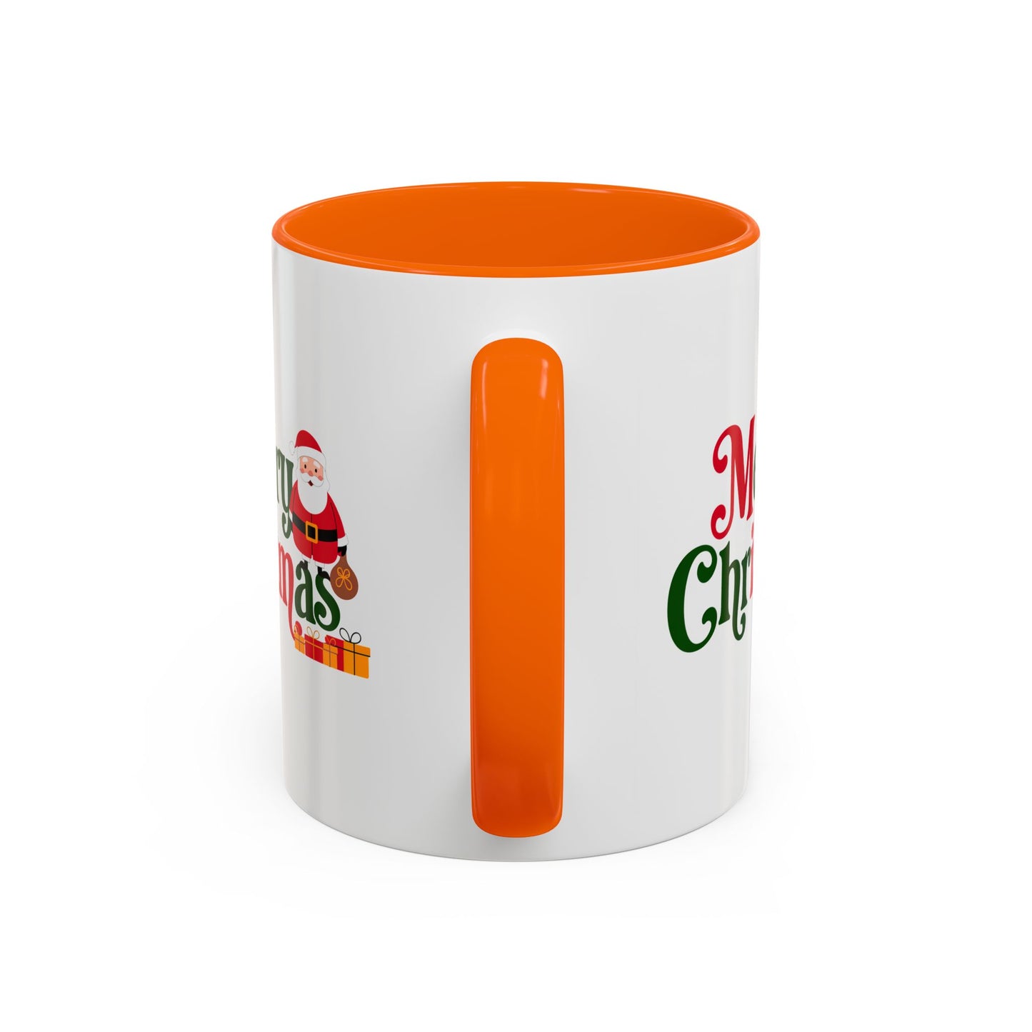 Christmas Mug - Merry Christmas Green & Red Text Santa Presents