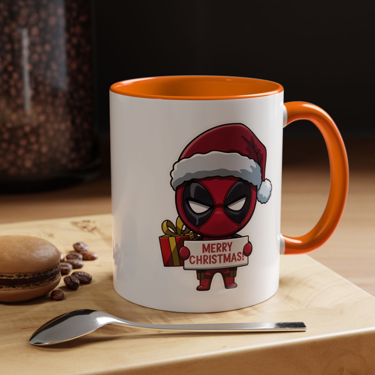 Christmas Mug - Merry Christmas Red Text Superhero