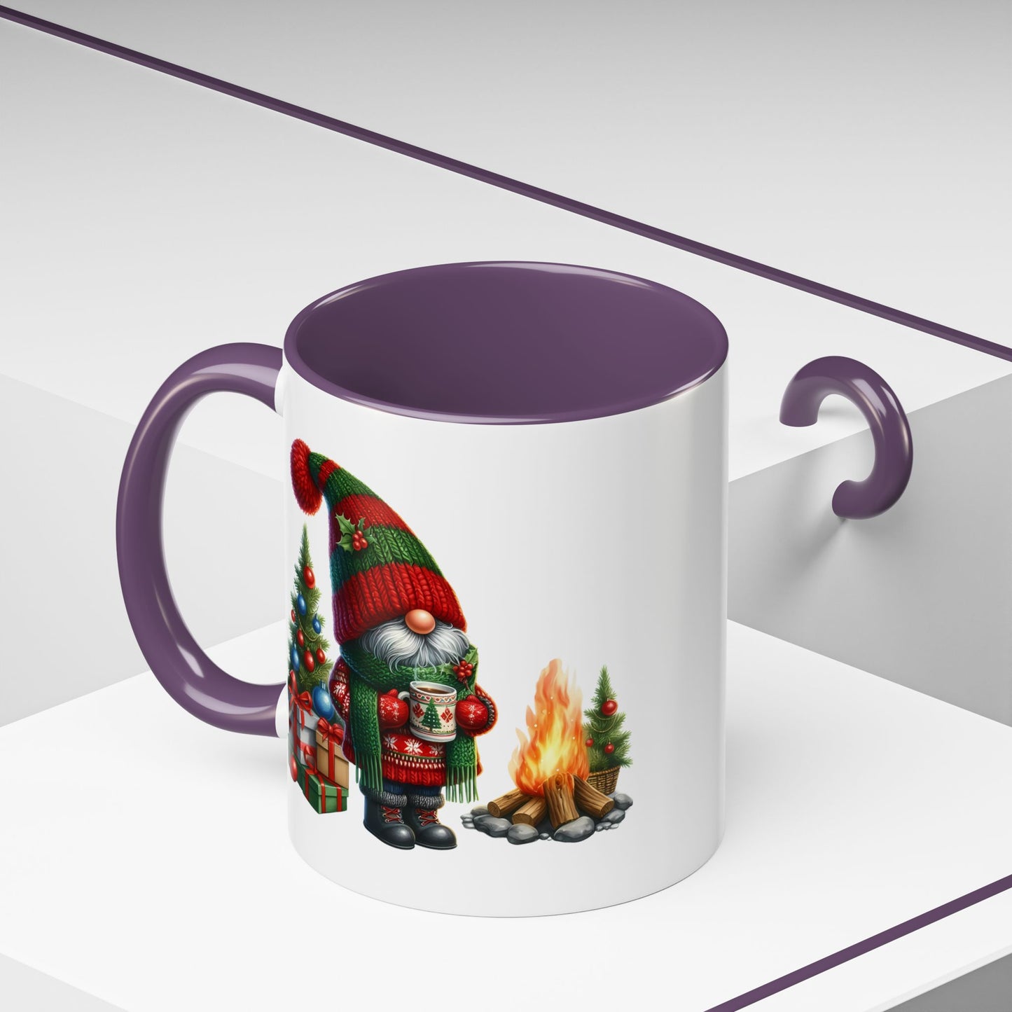 Christmas Mug - Gnome Presents and Fire