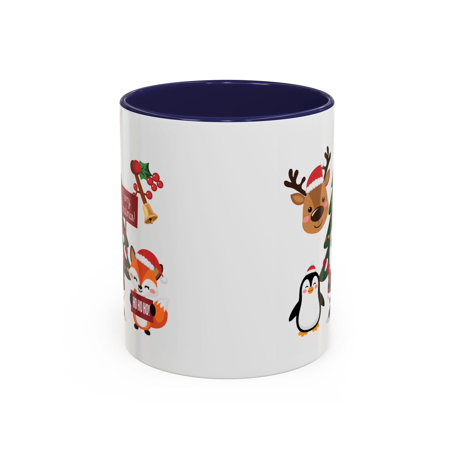 Christmas - Merry Christmas White Text Santa Reindeer Penguin Fox