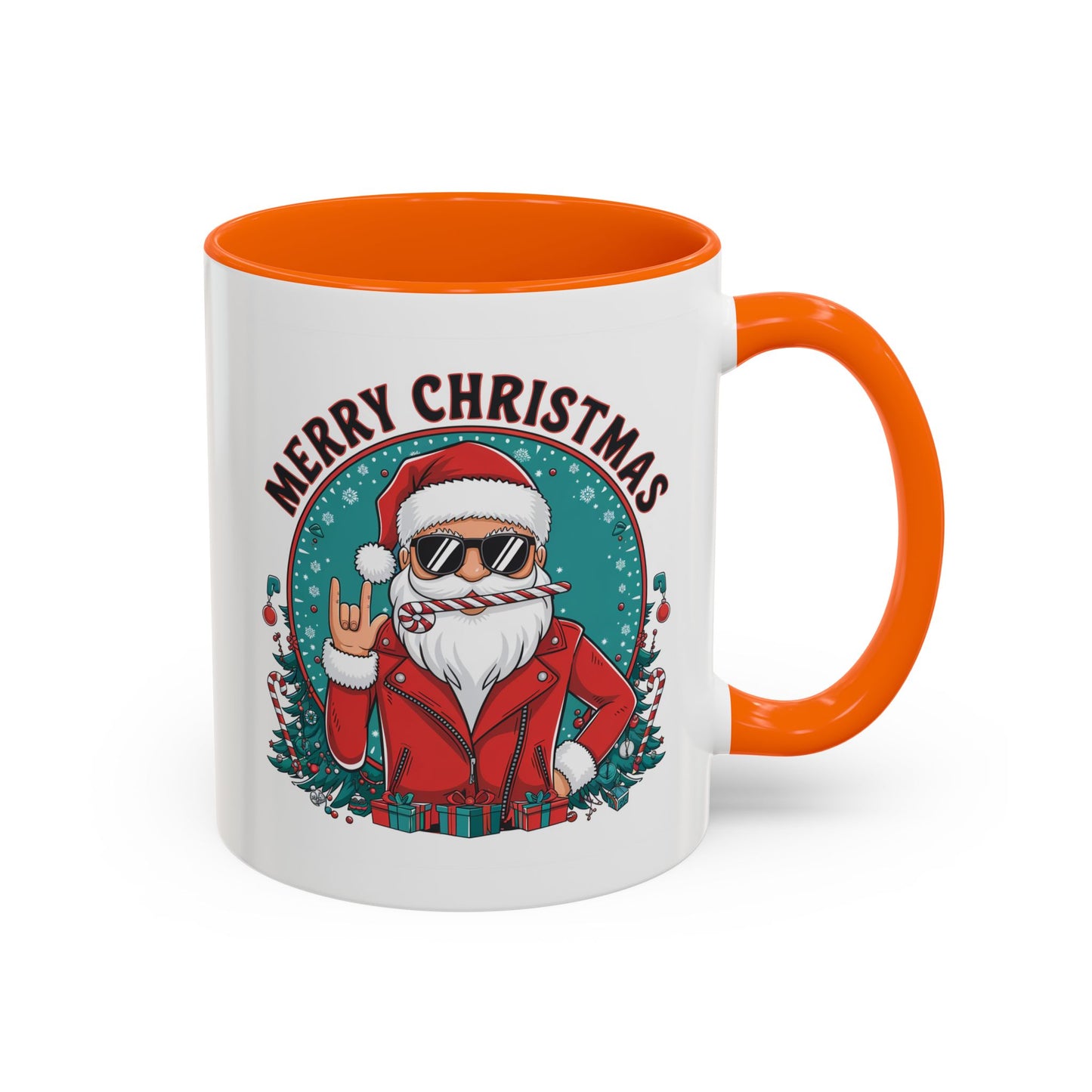 Christmas Mug - Merry Christmas Black & Red Text Cool Santa