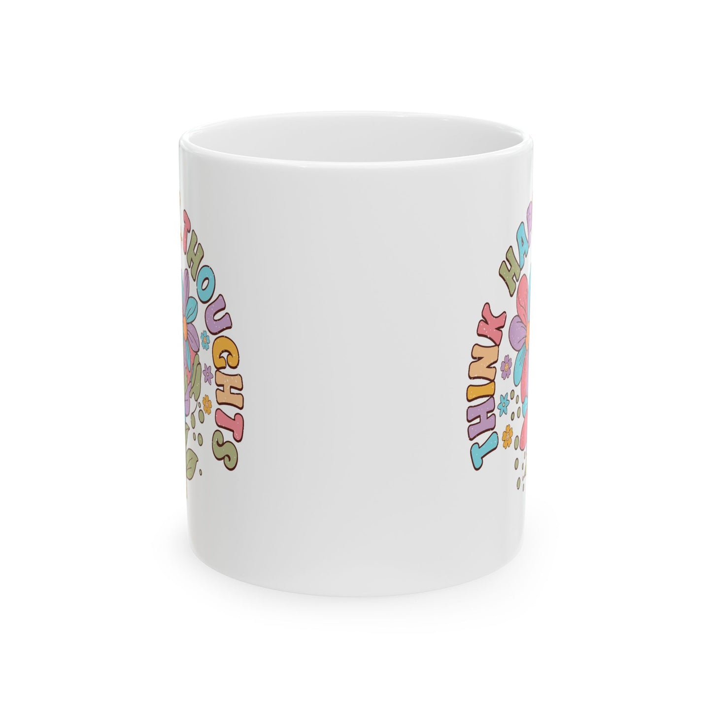 Wellness Mug - Think Happy Thoughts Retro Flowers