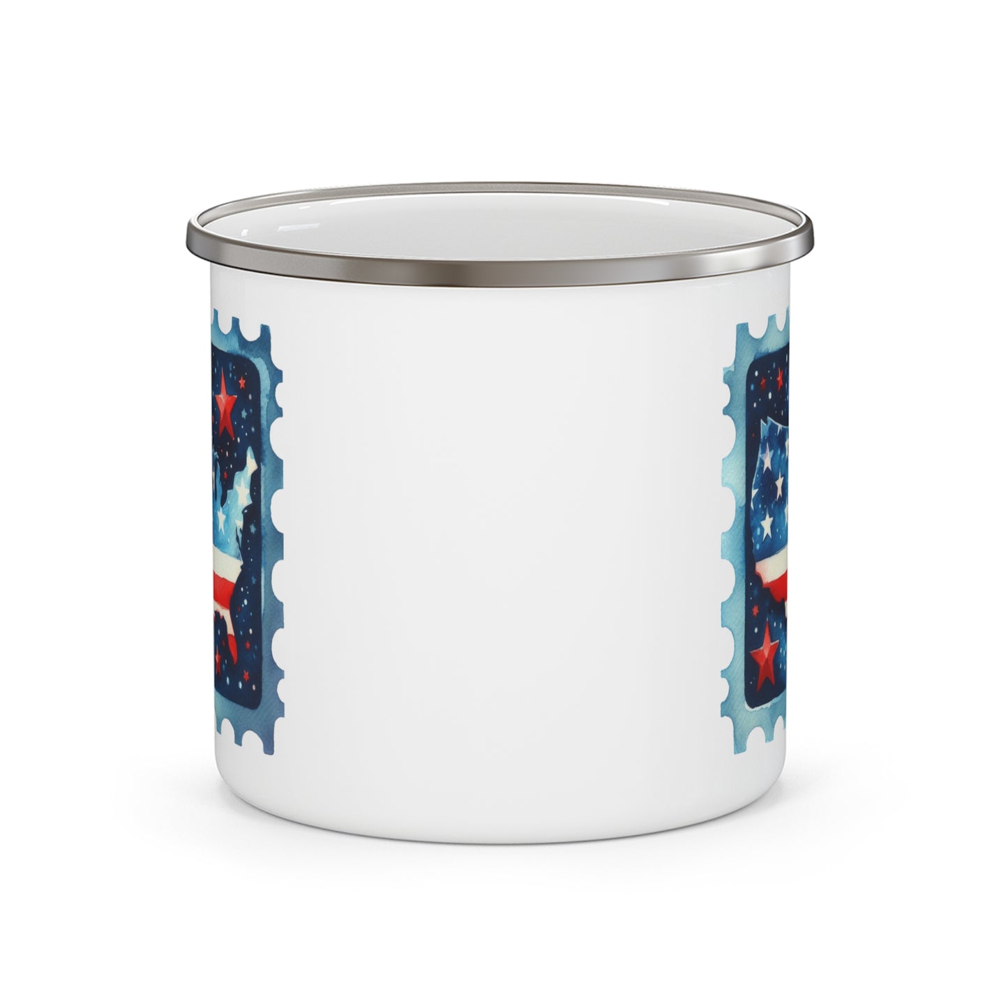 4th of July Mug - America Landscape Stamp