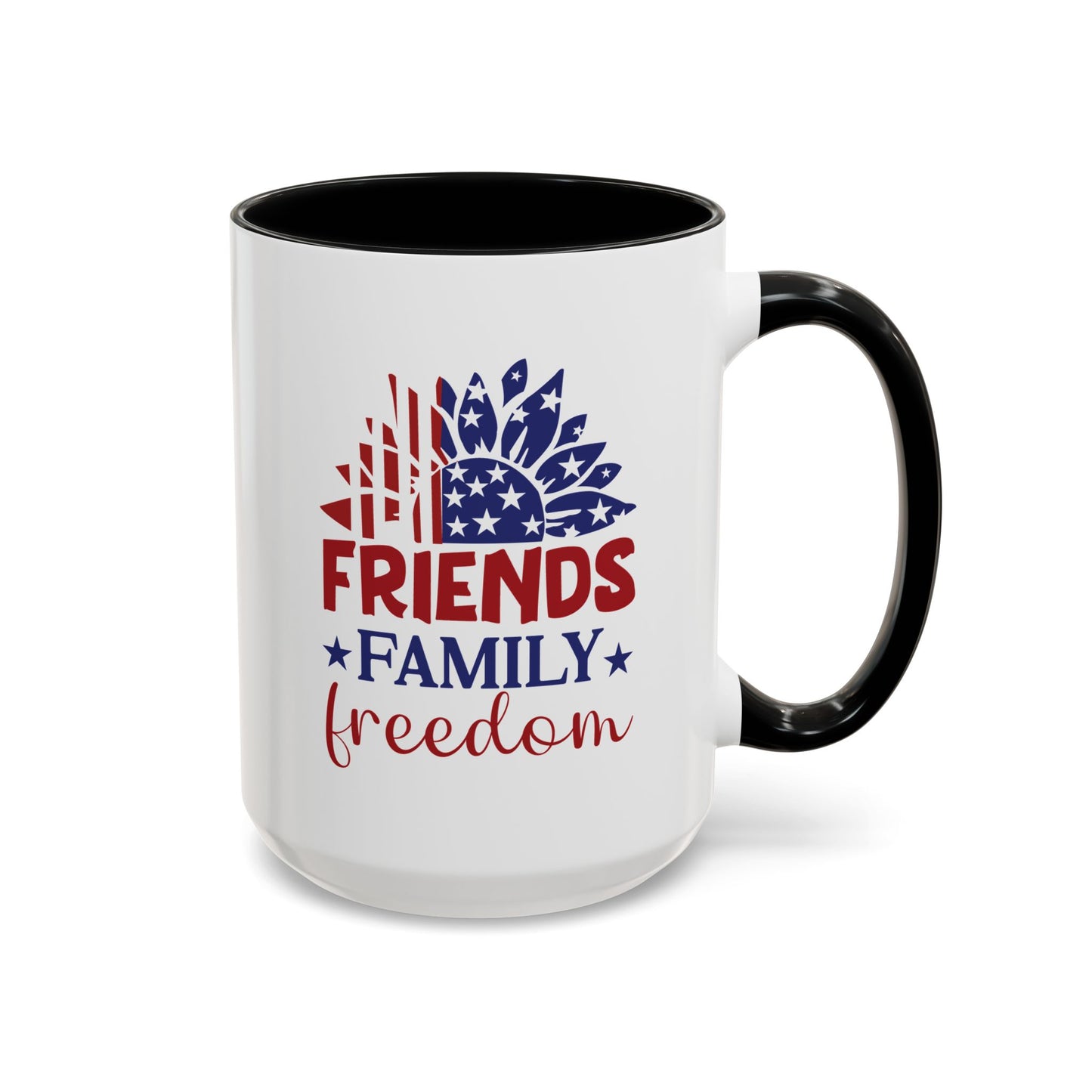 4th of July Mug - Friends Family Freedom Sunflower