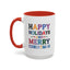 Christmas Mug - Happy Holidays and Merry Christmas Blue Yellow Purple Orange Red Text