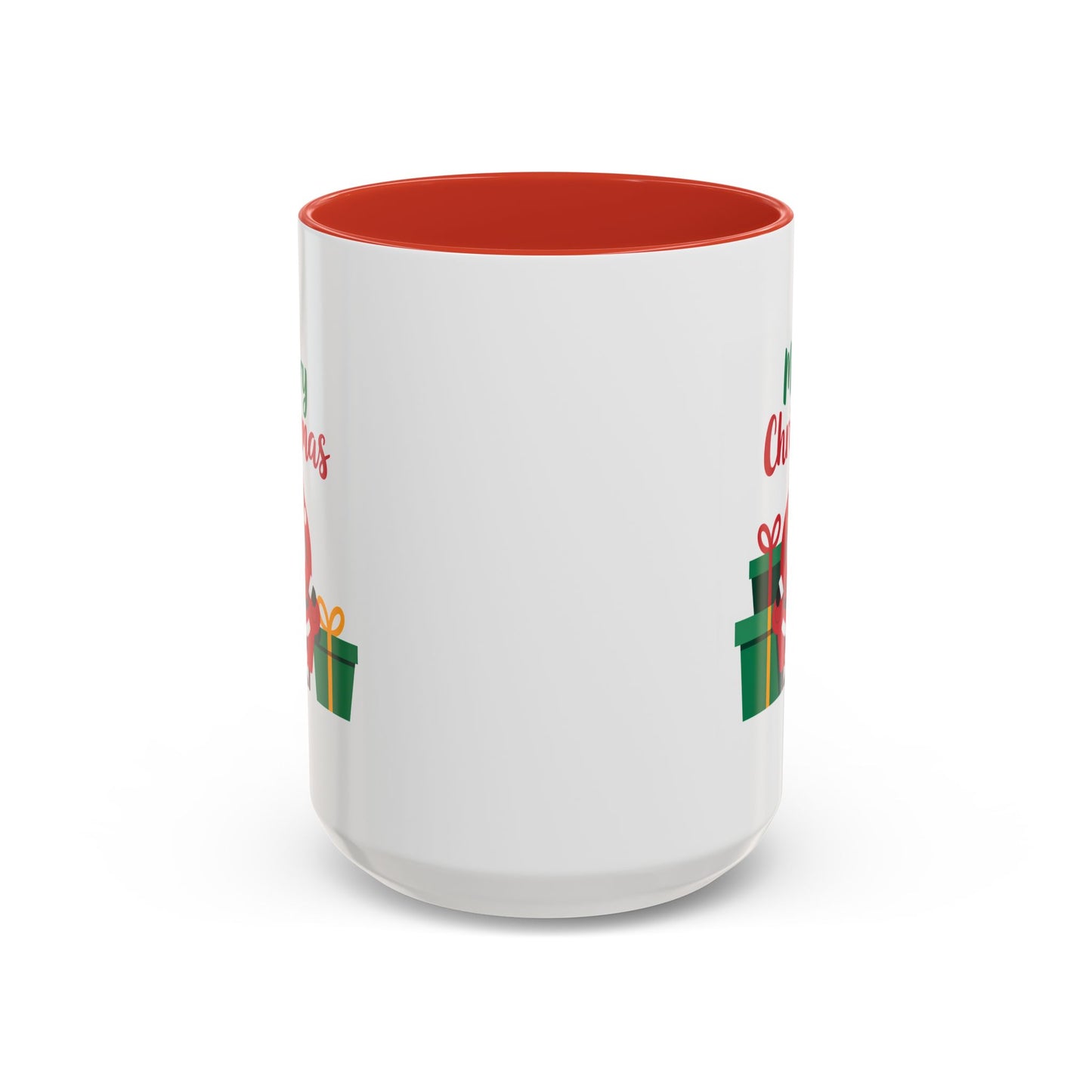 Christmas Mug - Merry Christmas Green & Red Text Santa Presents