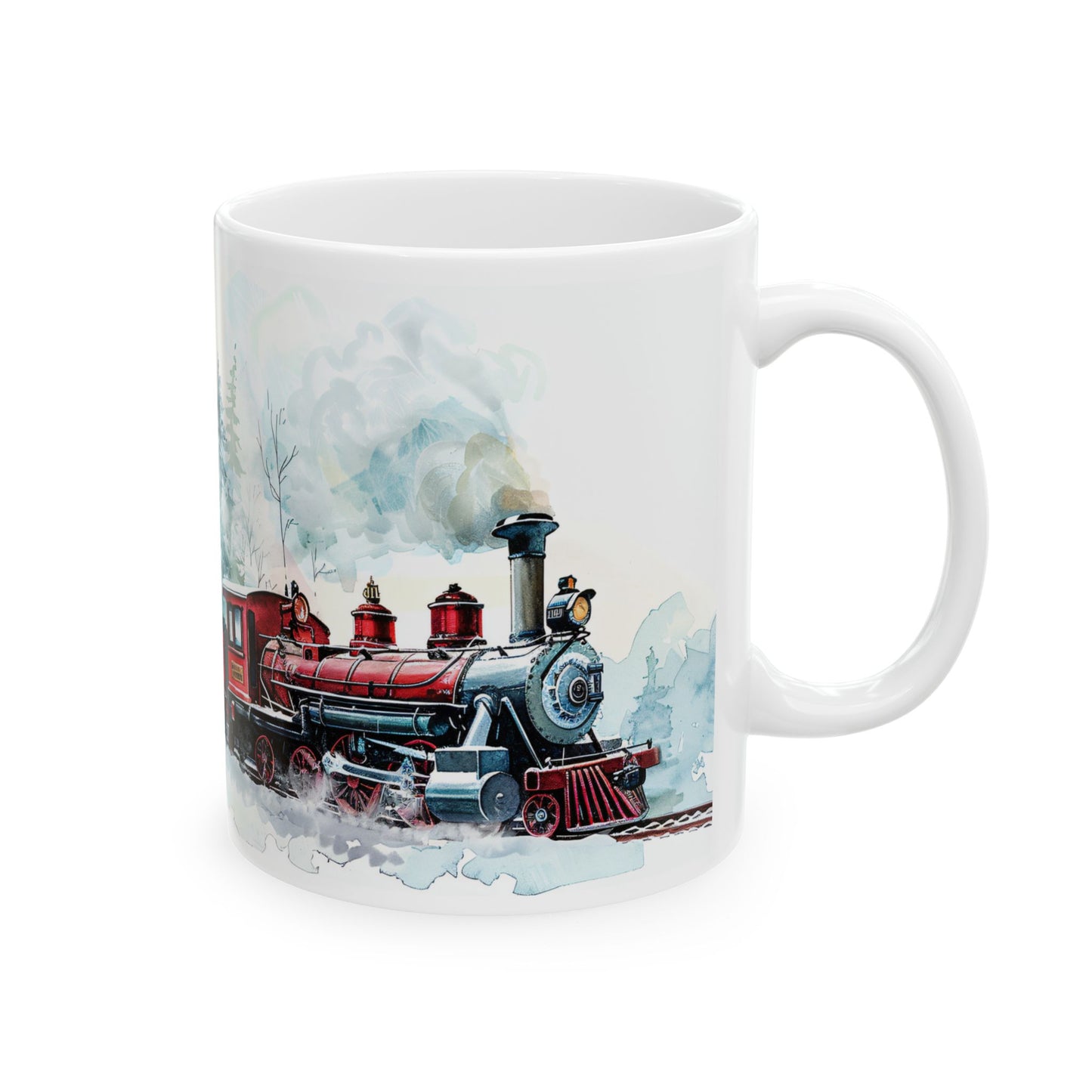 Christmas Mug - Snowy Landscape Train Wrap 1
