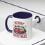 Christmas Mug - Merry Christmas Maroon Text Camper Trees Snowflakes