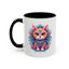 Animal  - Mystic Cat Turquoise & Coral Flowers