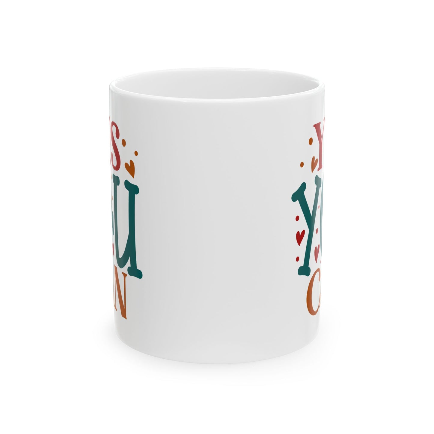 Motivation Mug - Yes You Can Hearts
