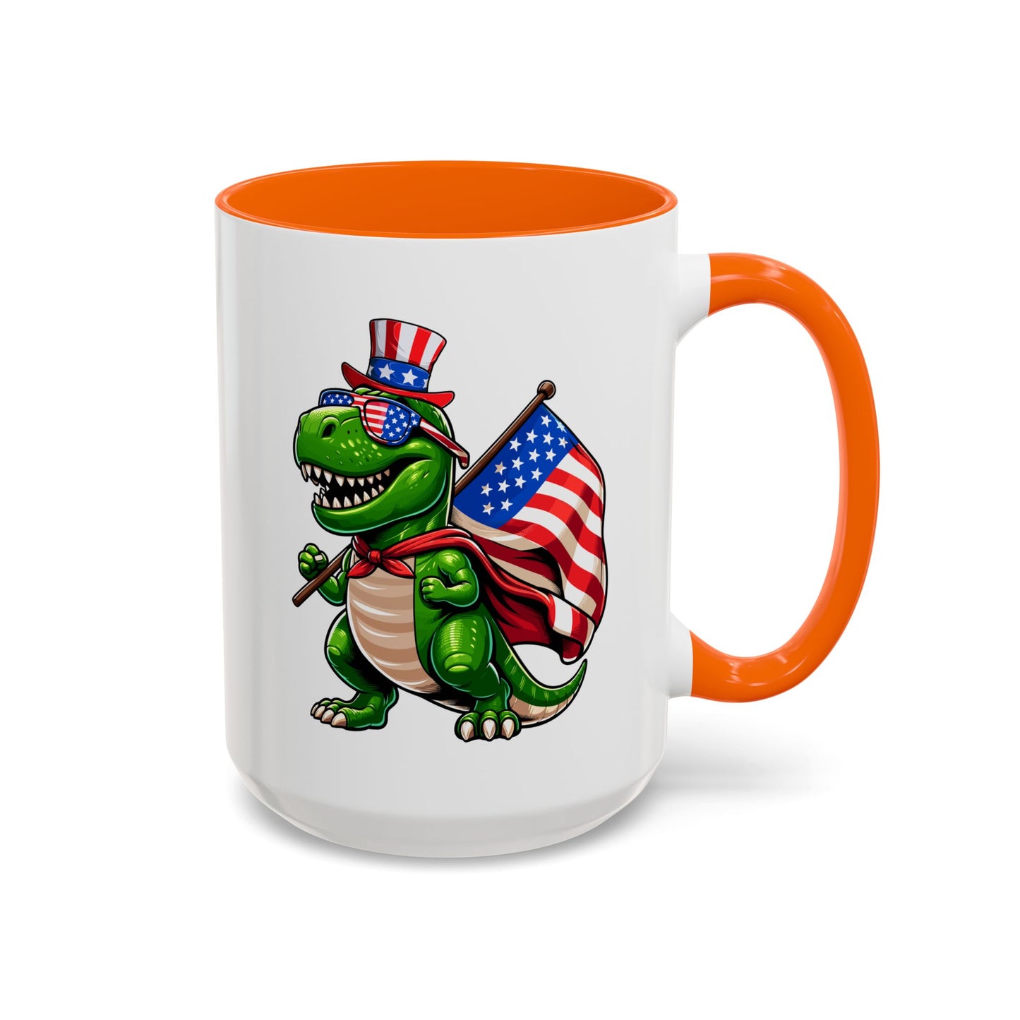 4th of July Mug - T Rex Dinosaur USA Flag