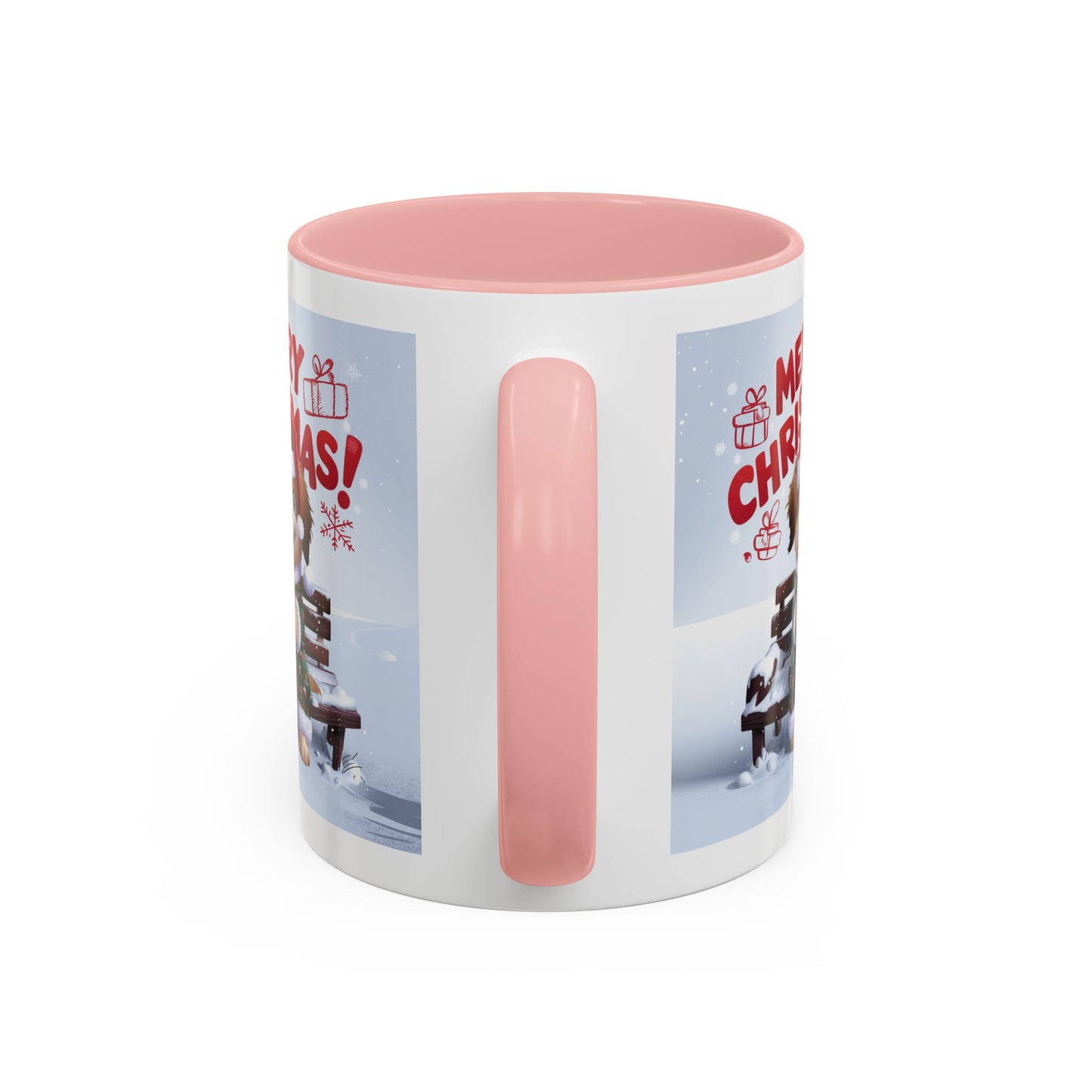 Christmas Mug - Merry Christmas Red Text Puppy Green Top 2