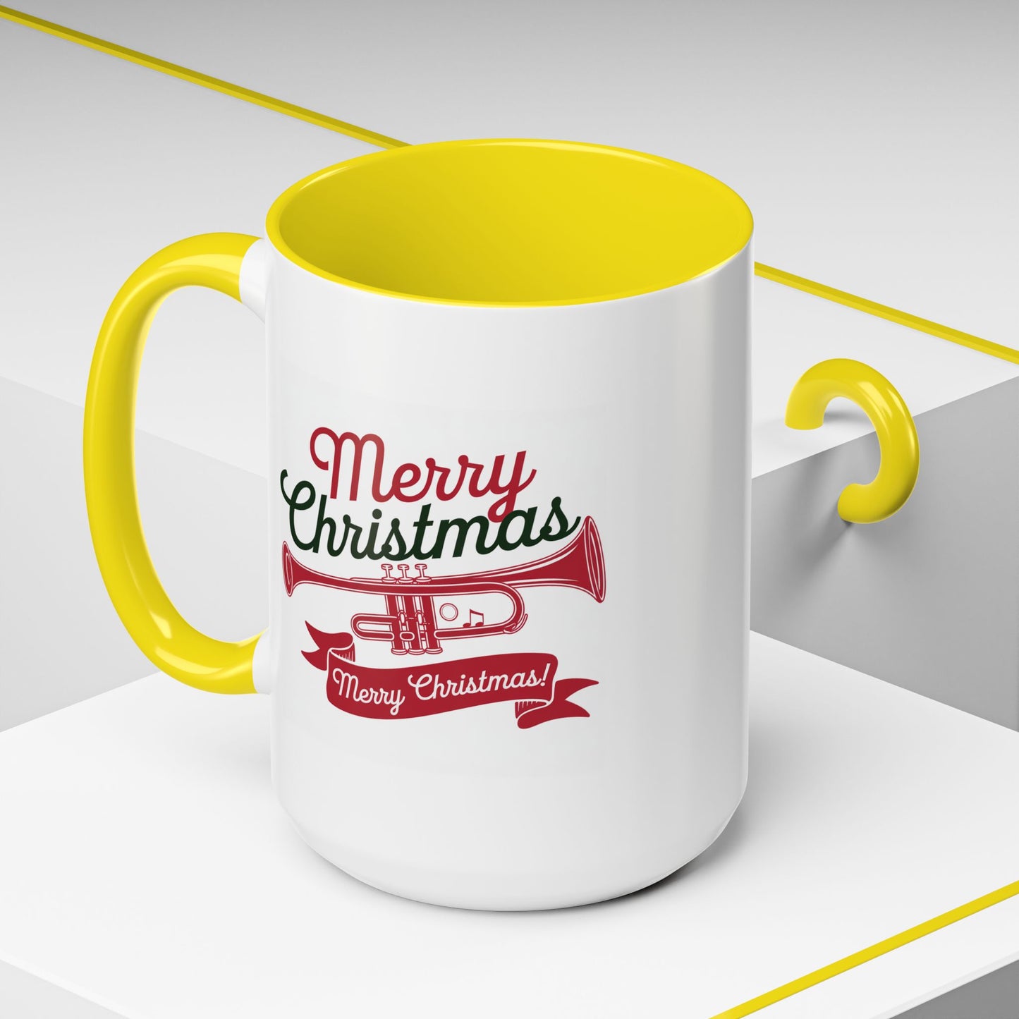 Christmas Mug - Red & Green Text Trumpet