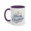 Christmas Mug - Merry Christmas Blue Text Gold Ornaments