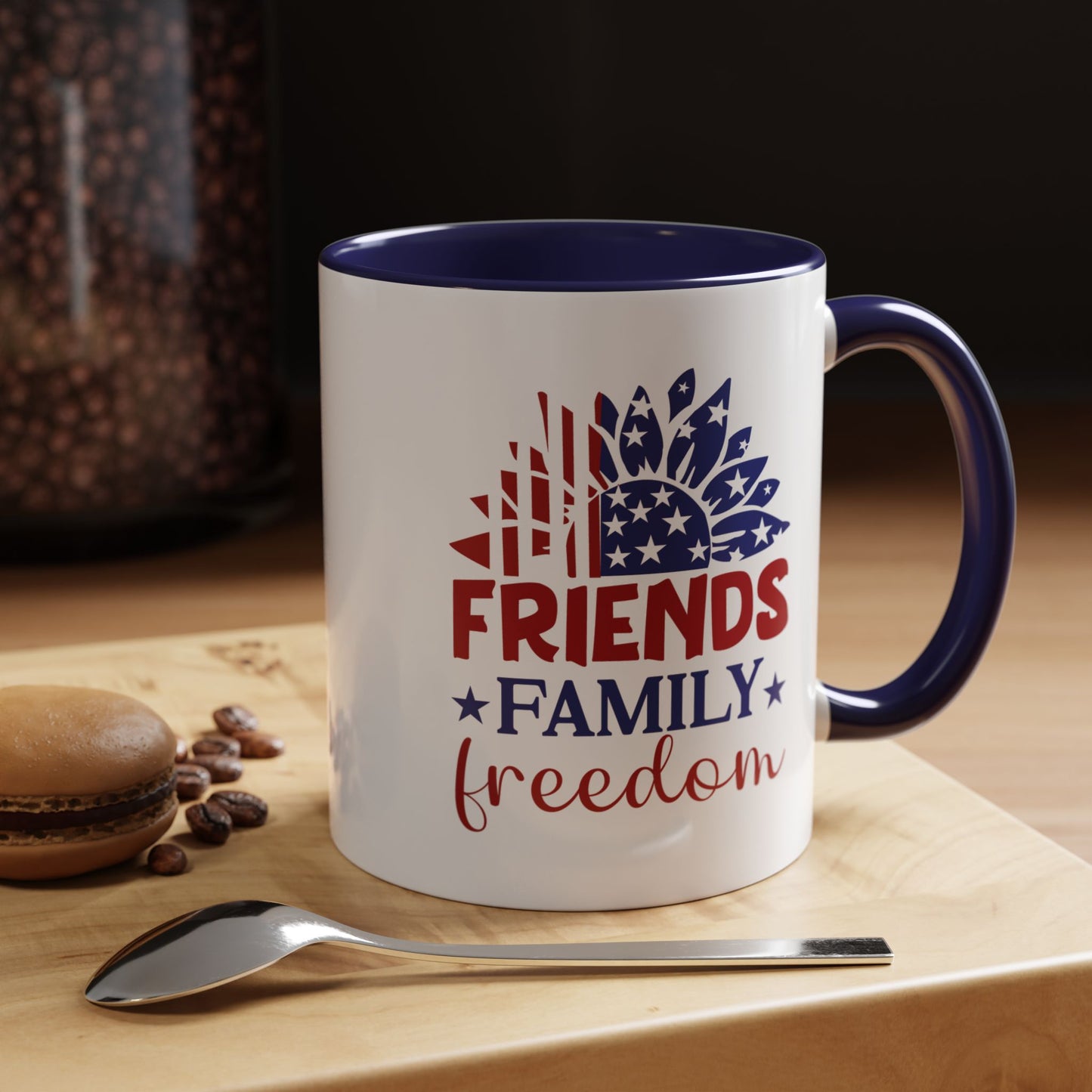 4th of July Mug - Friends Family Freedom Sunflower