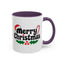 Christmas Mug - Merry Christmas Black Text Hat Candy Cane Mistletoe