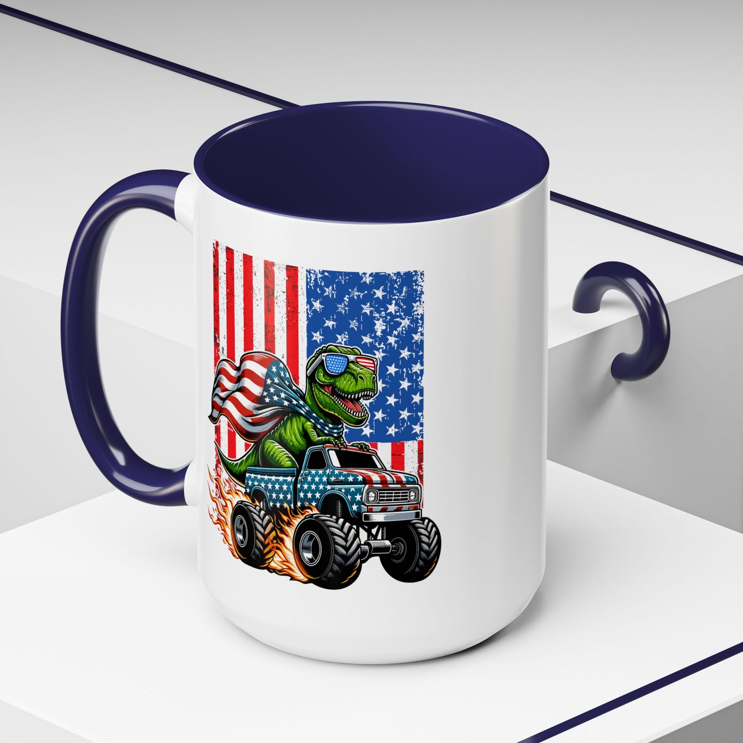 4th of July Mug - T Rex Riding Monster Truck