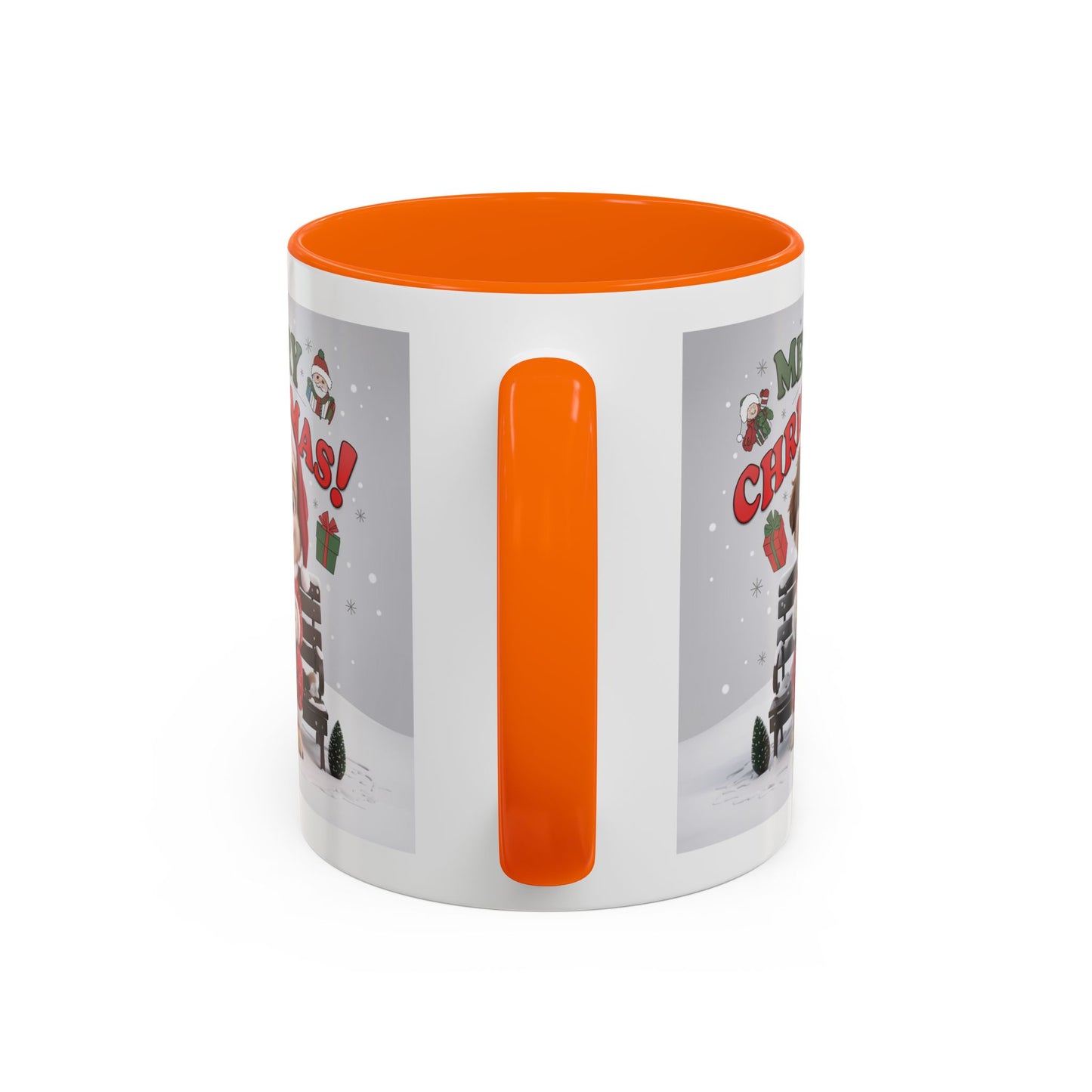 Christmas Mug - Merry Christmas Red Text Puppy Red Top