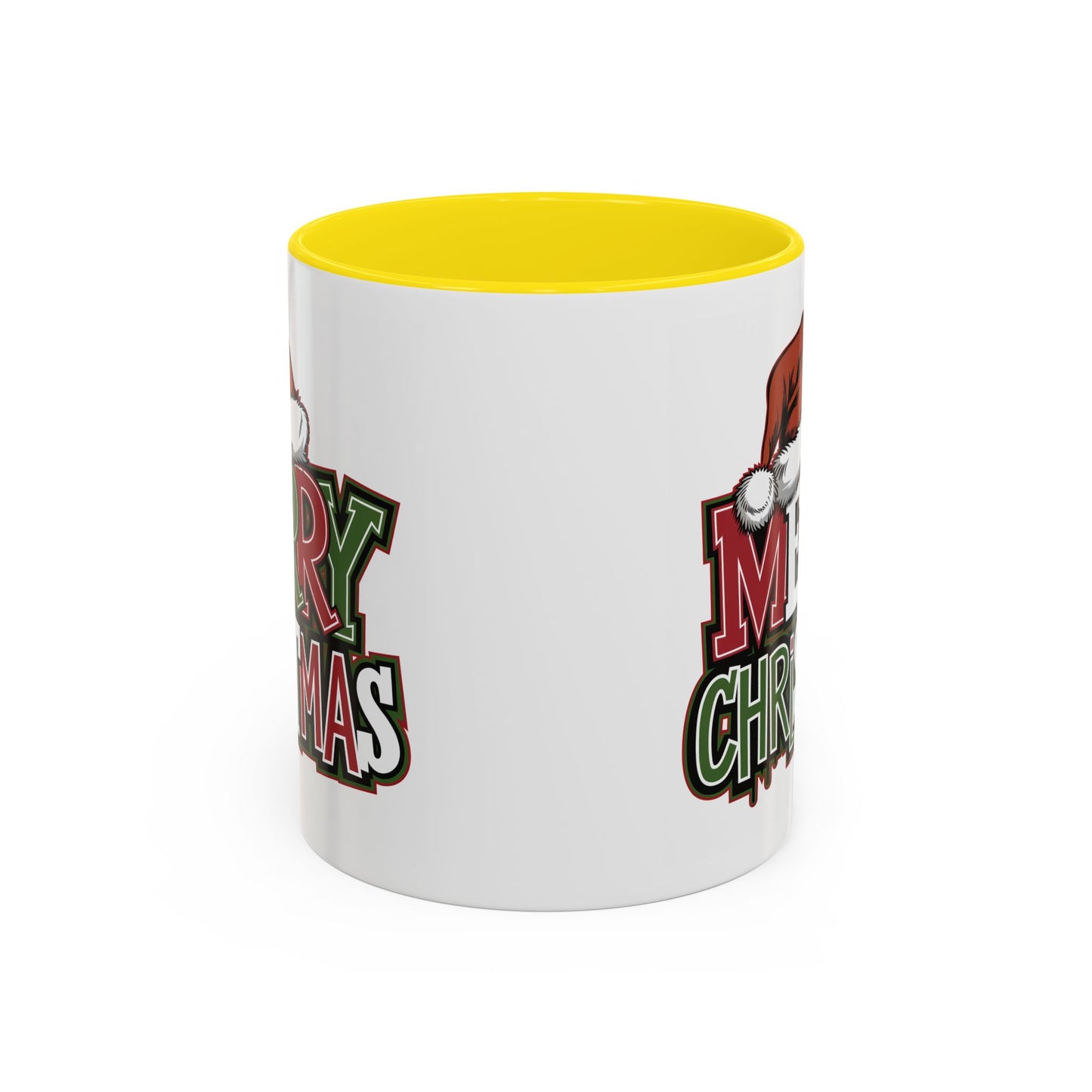 Christmas Mug - Merry Christmas Red Green & White Graffiti Hat
