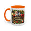Christmas Mug - Merry Christmas Cream Text Santa Ok Light Bow Ornaments