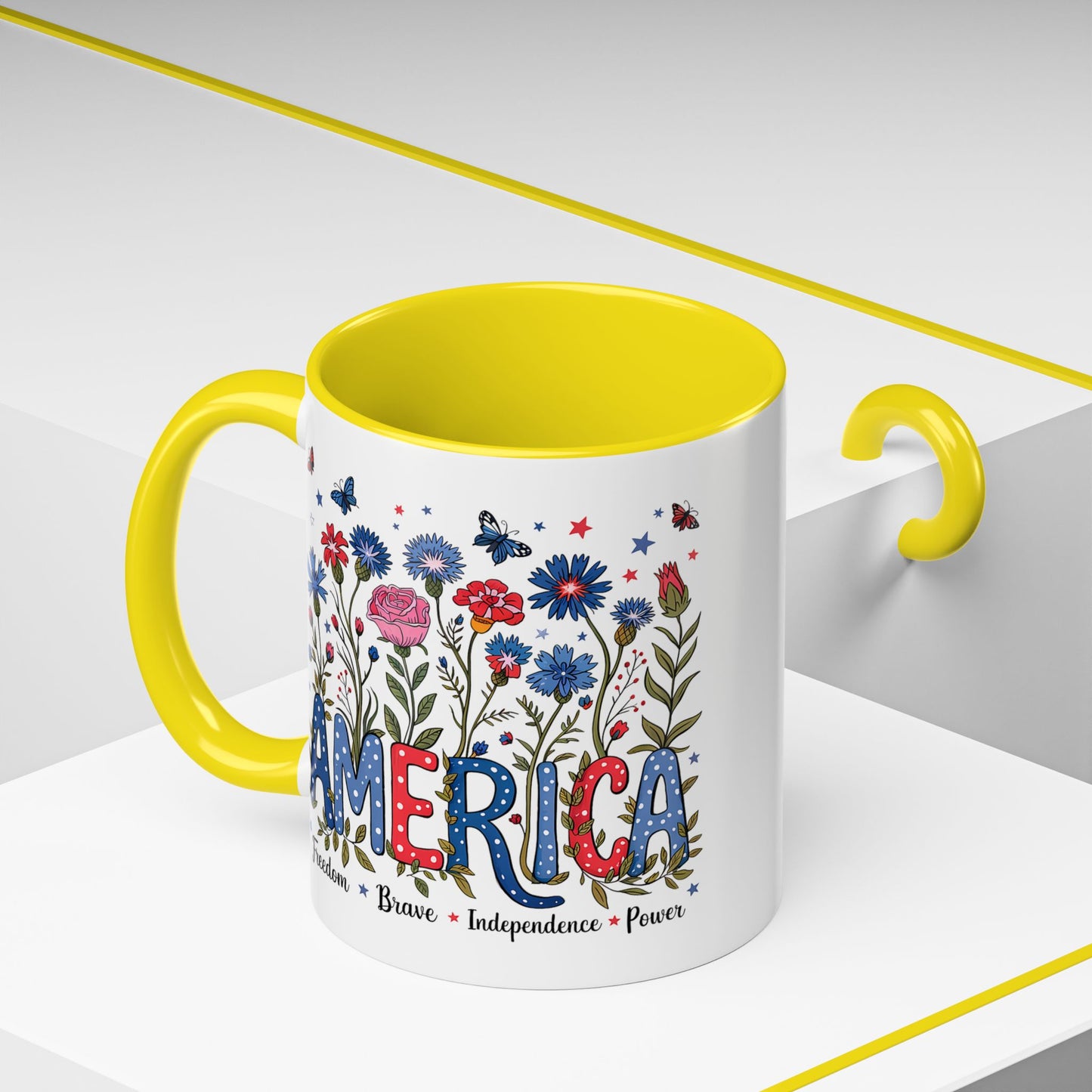 4th of July Mug - Floral America Patriotic