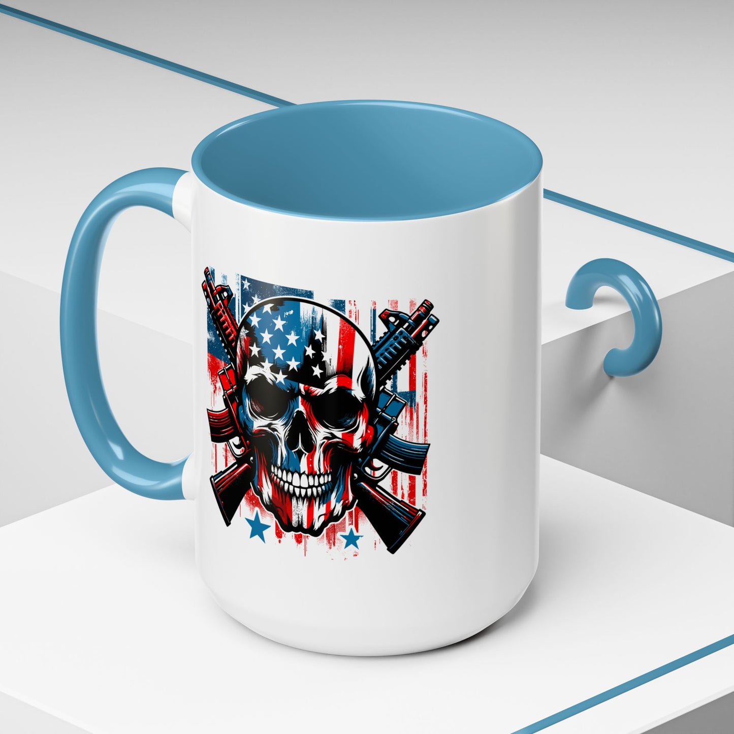 4th of July Mug - Skull With American Flag