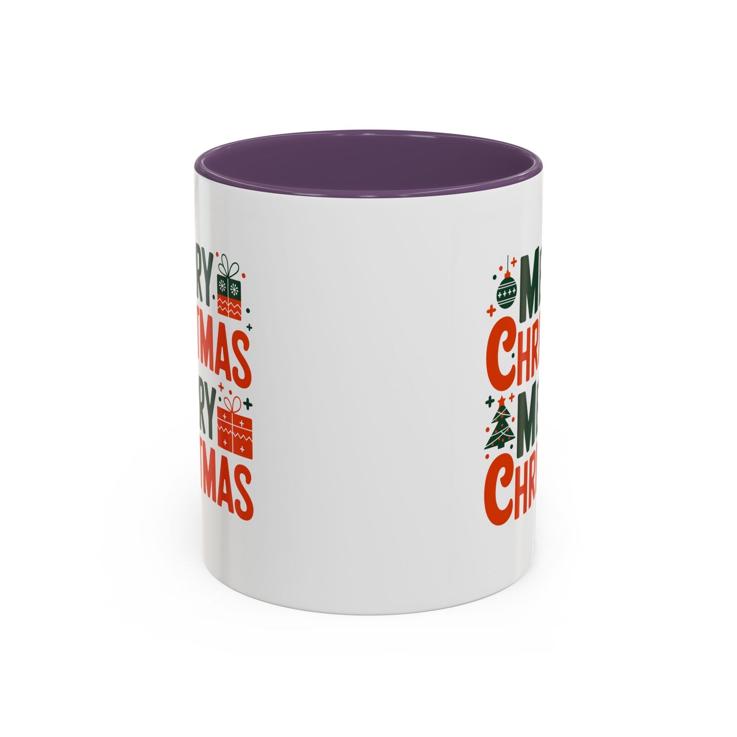 Christmas Mug - Green & Red Text Tree Presents