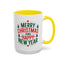 Christmas Mug - Merry Christmas and a Happy New Year Green & Red Text Trees Stars