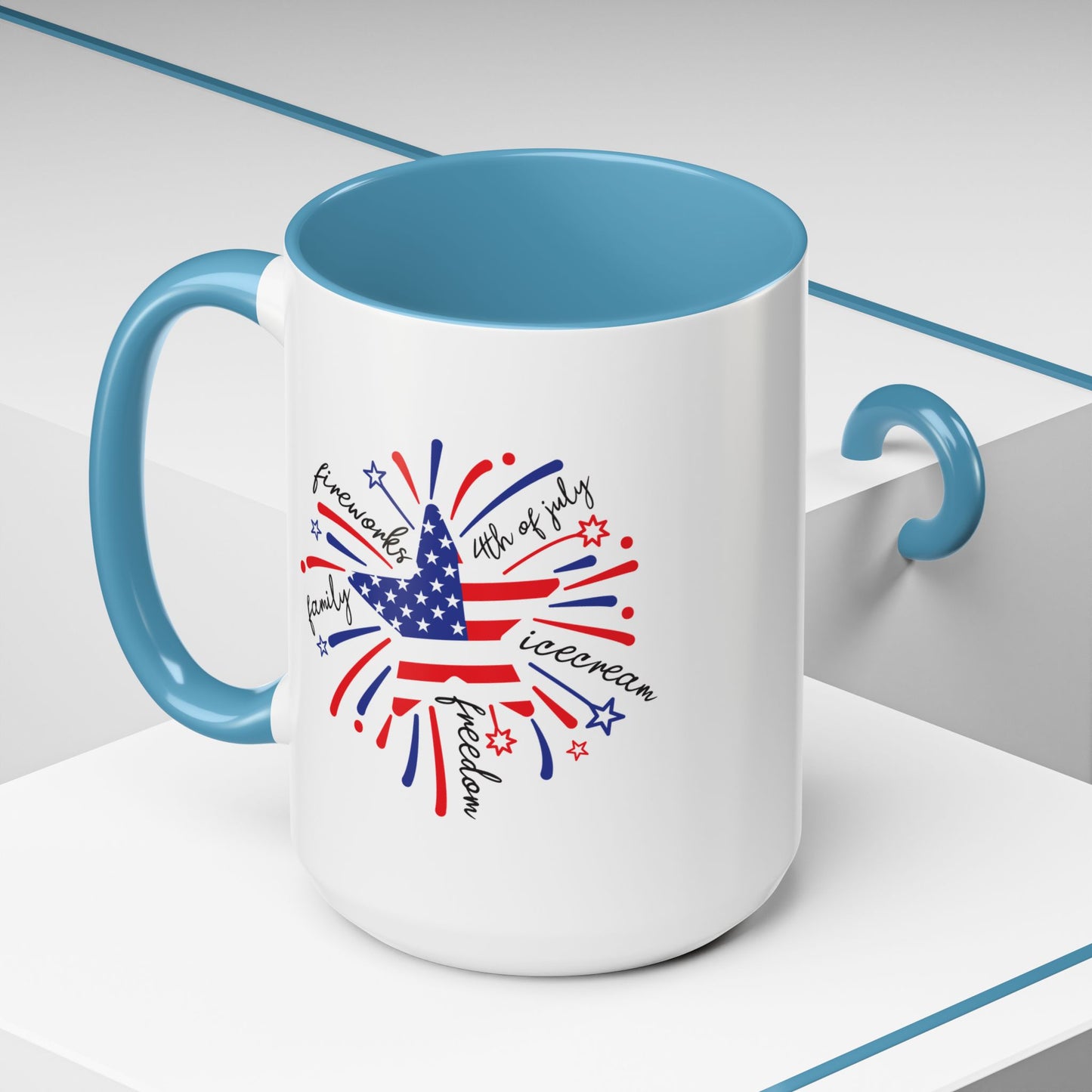 4th of July Mug - Star Flag Fireworks