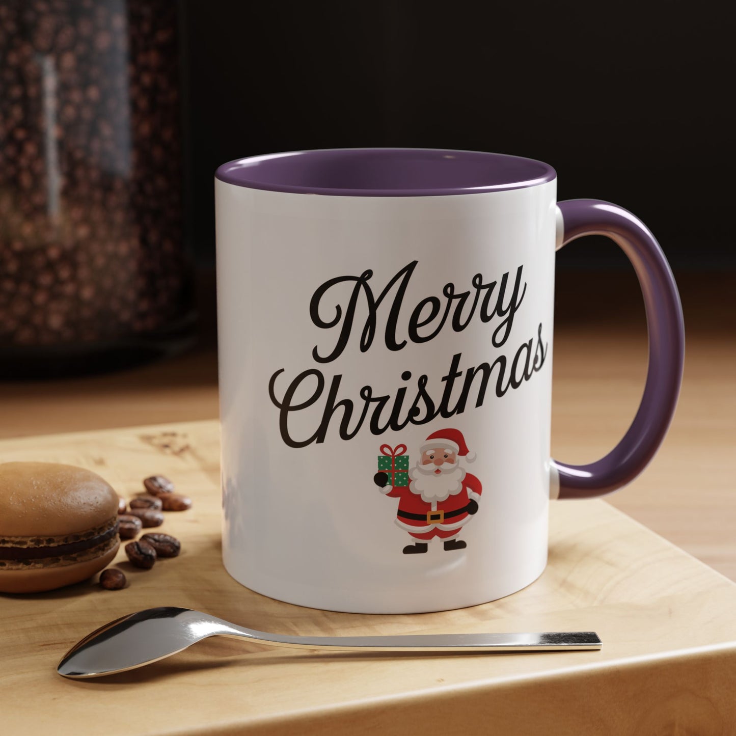 Christmas Mug - Merry Christmas Black Text Santa Present