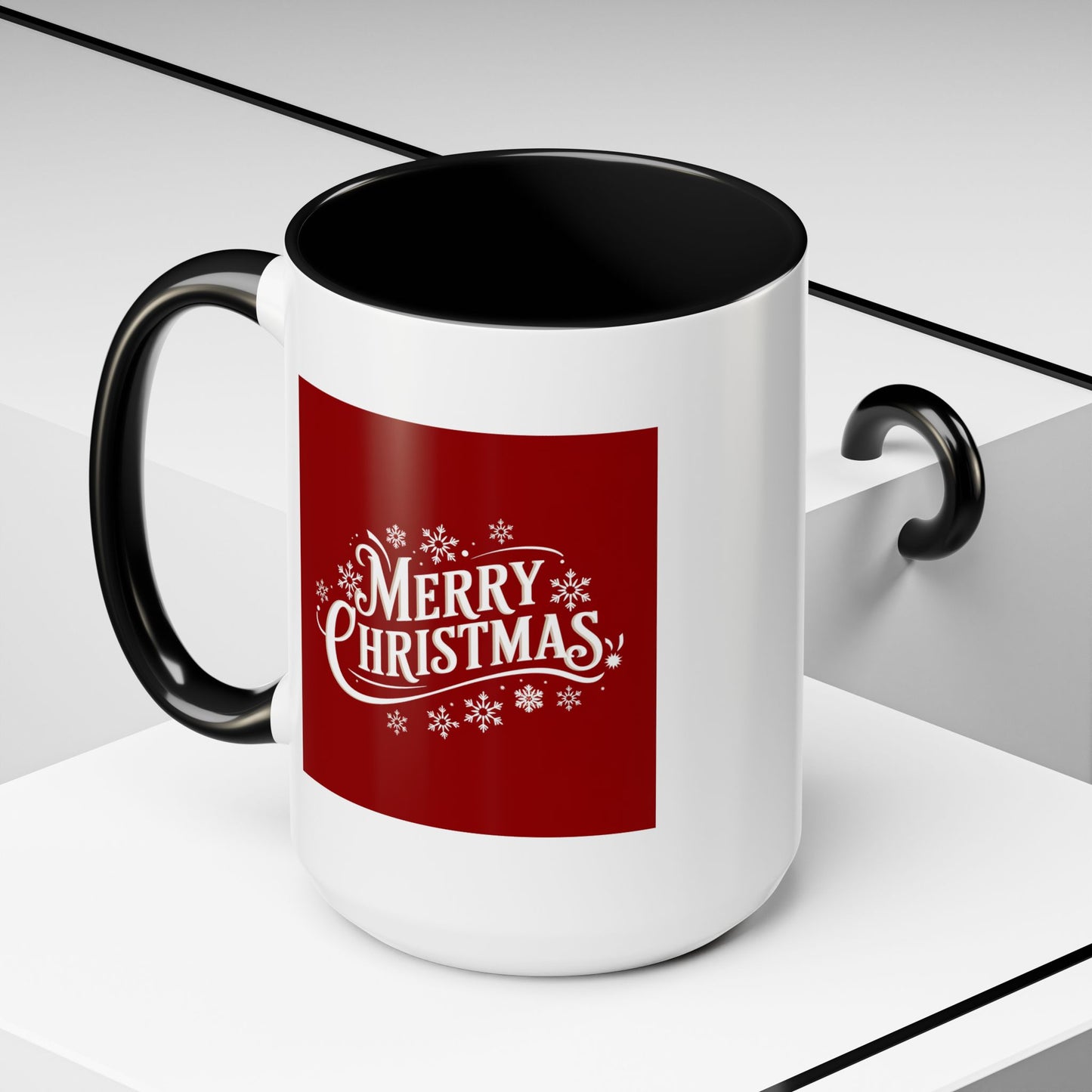 Christmas Mug - Merry Christmas White Text Maroon Background