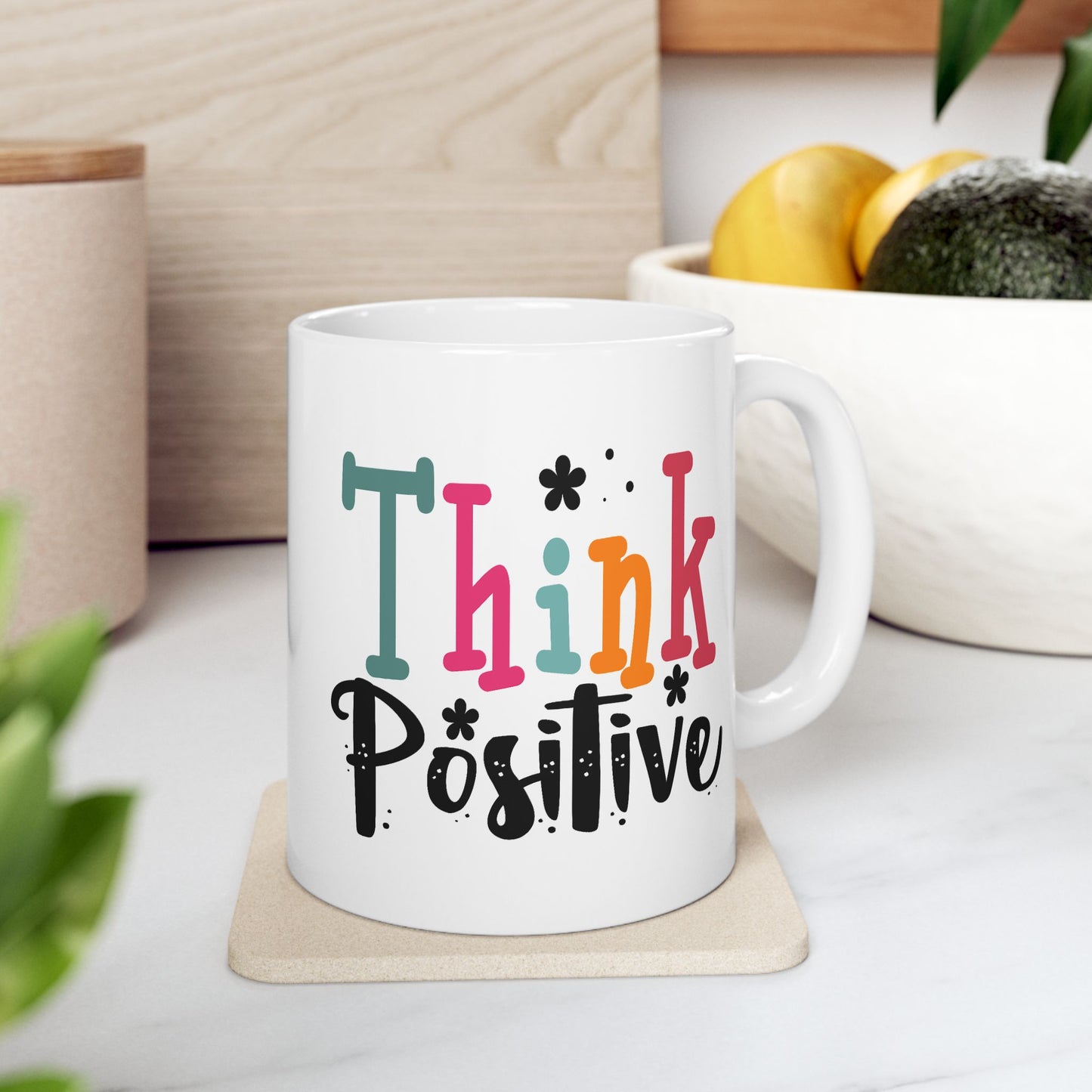 Wellness Mug - Think Positive Decorative Text