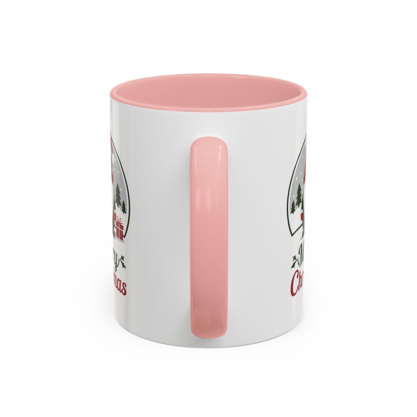 Christmas Mug - Merry Christmas Green & Red Text Gnome Present Trees