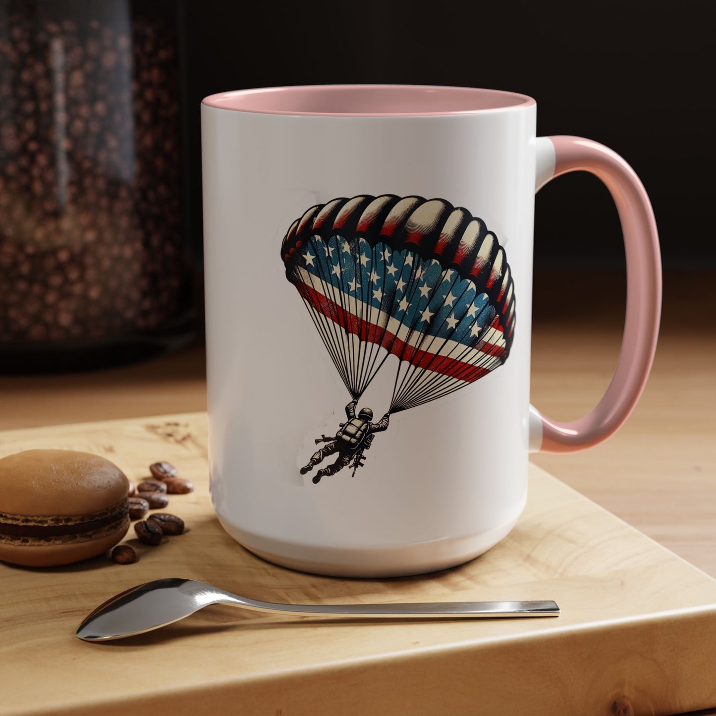 4th of July Mug - Airborne Soldier Parachute Flag