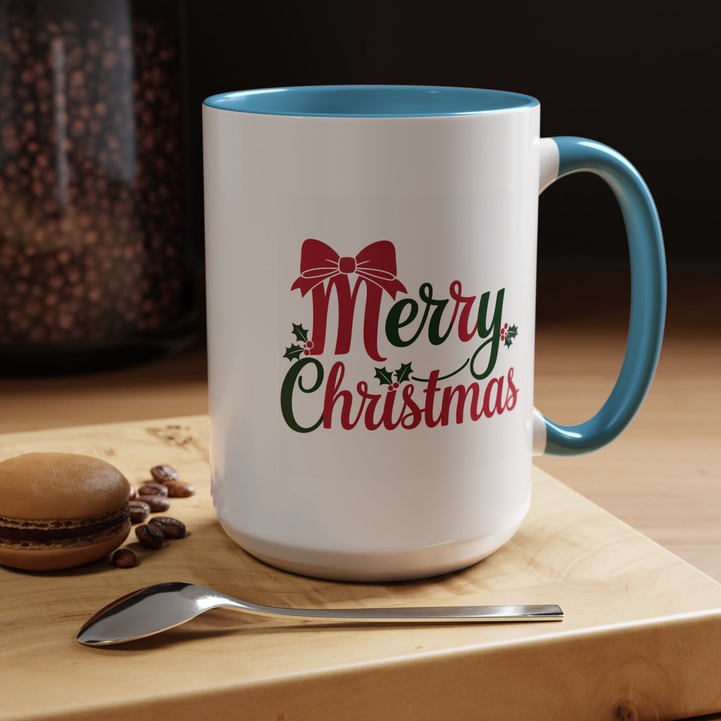Christmas Mug - Merry Christmas Red & Green Text Bow