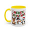 Christmas Mug - Red Green & Gold Text Reindeer Snowman Penguin