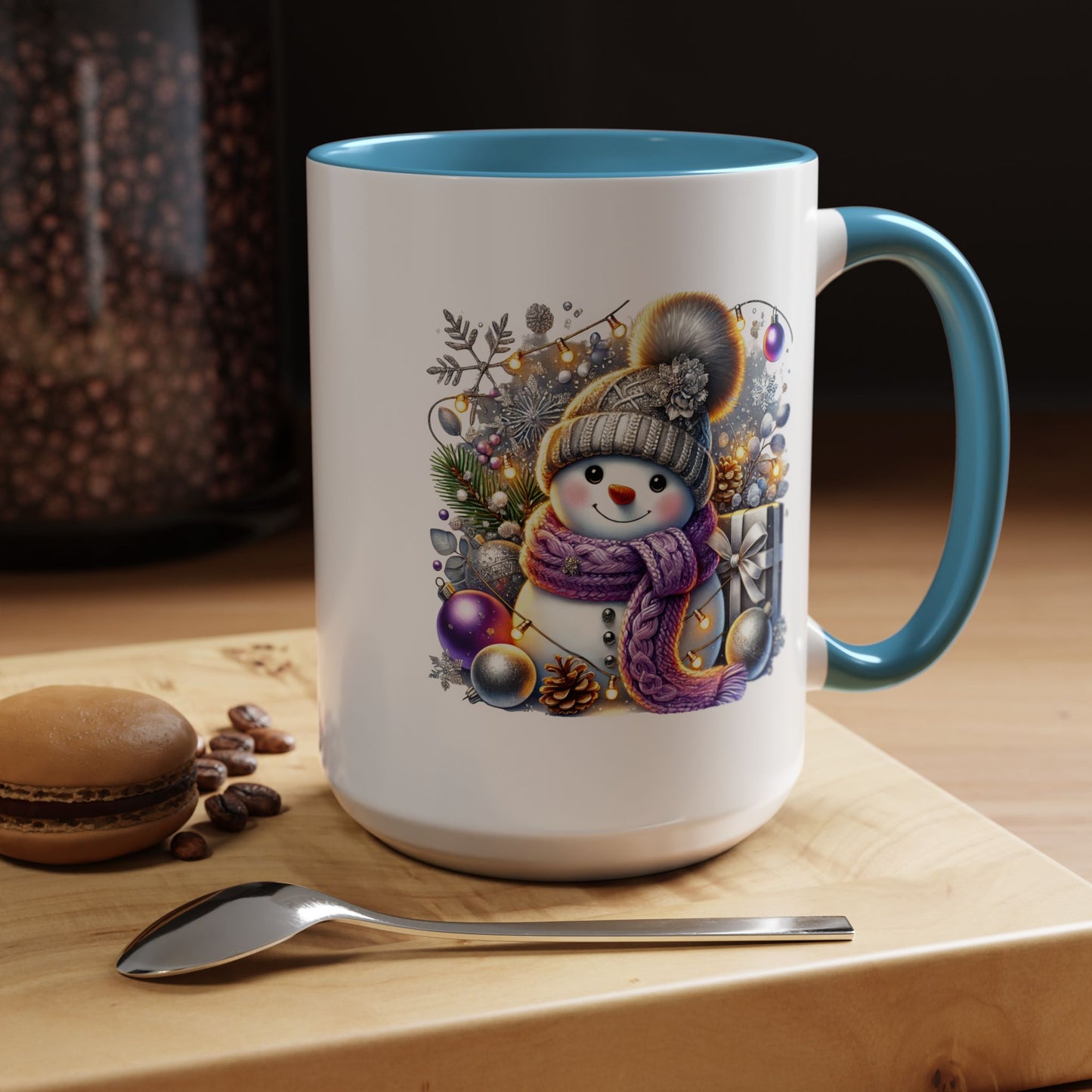 Christmas Mug - Purple and Silver Snowman