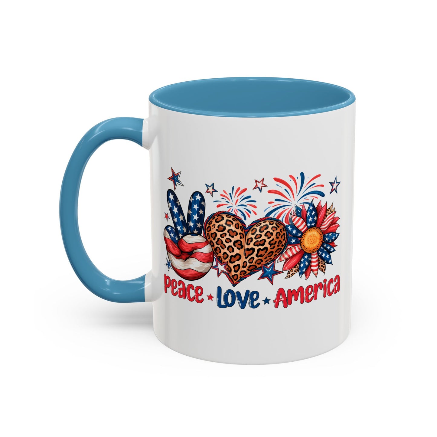 4th of July Mug - Peace Love America