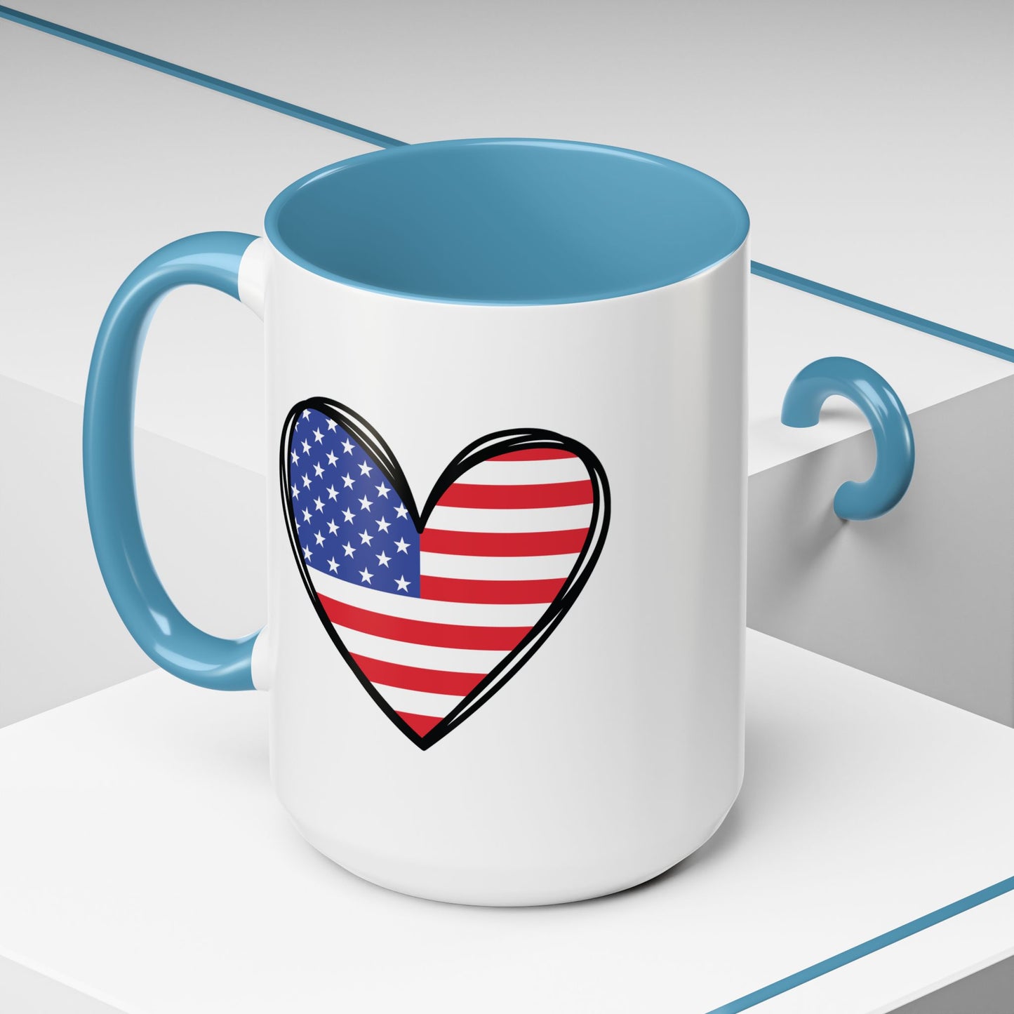 4th of July Mug - USA Flag Heart