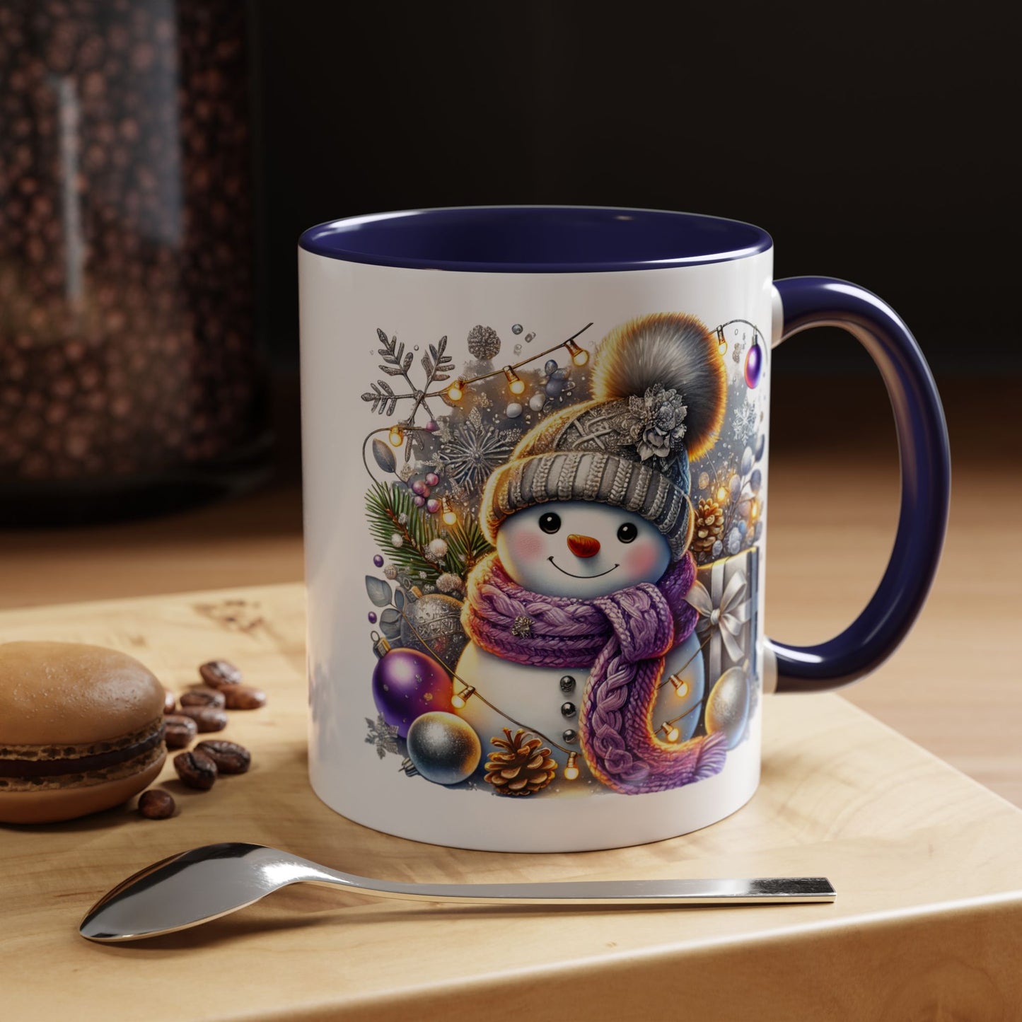 Christmas Mug - Purple and Silver Snowman
