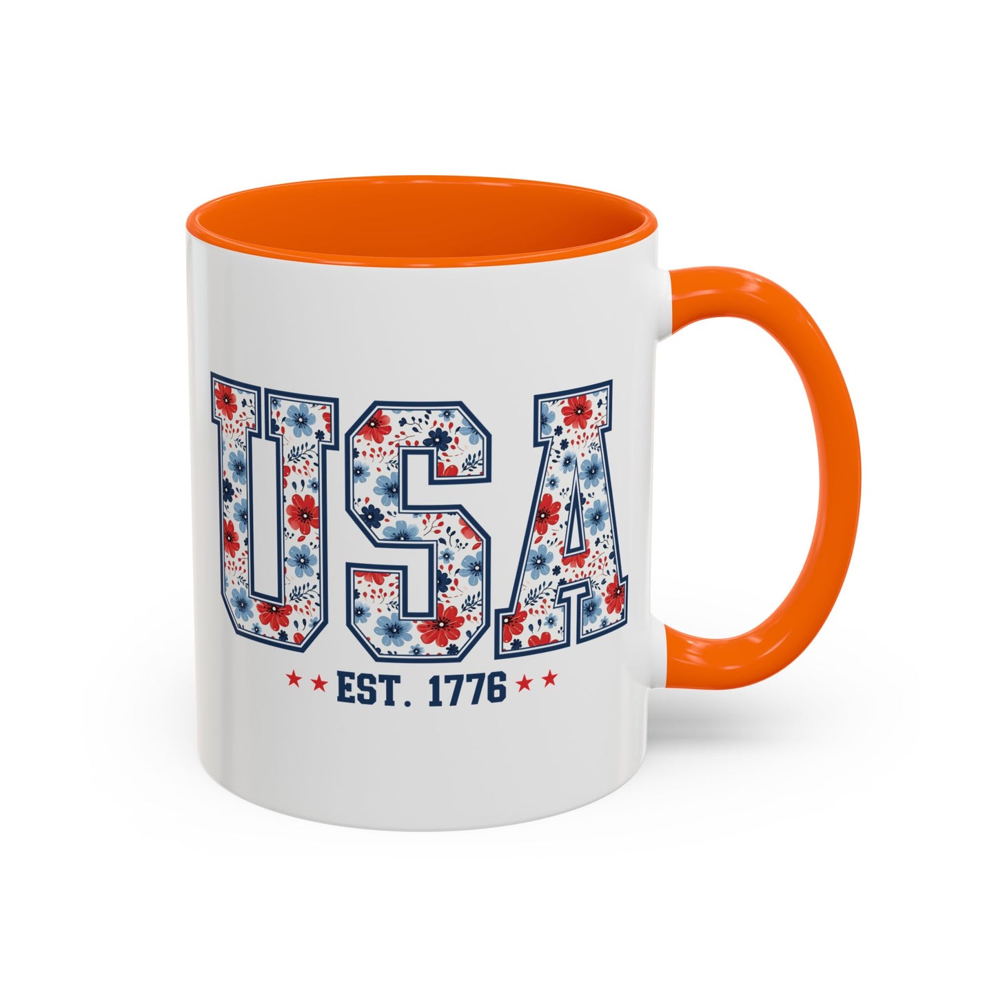 4th of July Mug - USA EST 1776 Floral